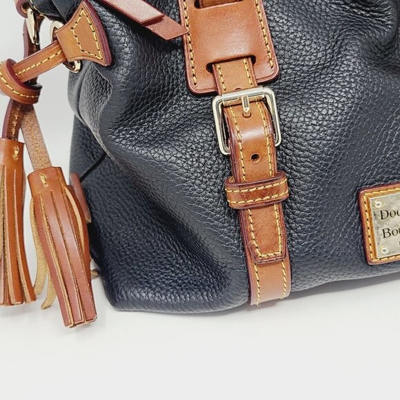 Dooney & Bourke | Large Vintage Black Pebble Grain Flortentine Satchel Bag - Picture 5 of 15